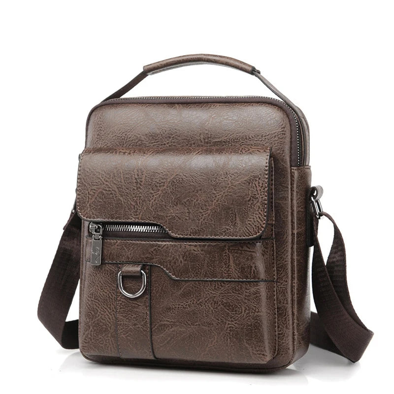 Business Men's Messenger Bag Brand designer PU Leather Retro Large-capacity Shoulder Bag Man Handbag Travel Backpack