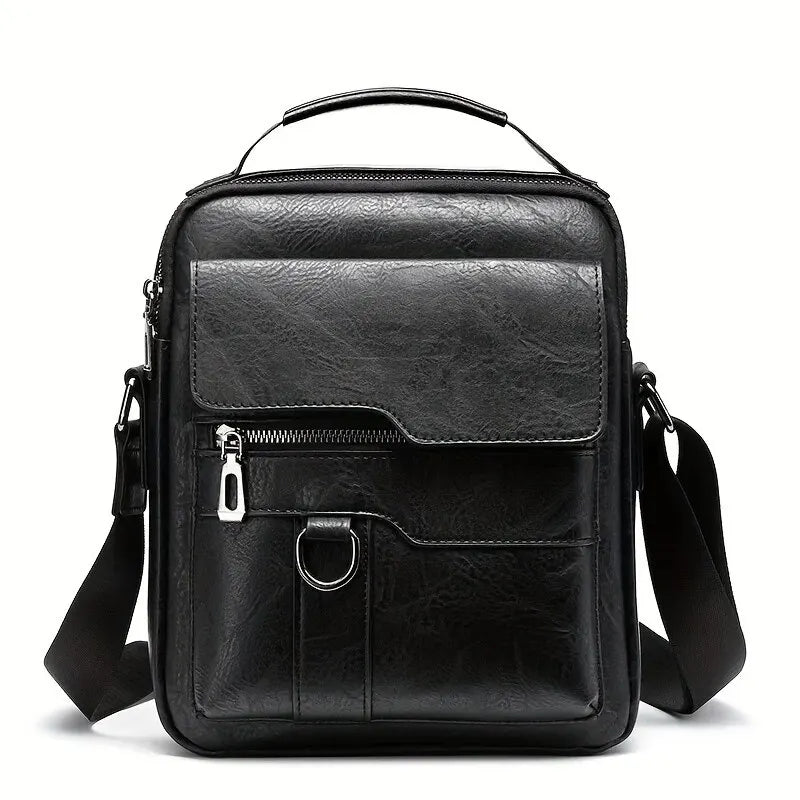 Business Men's Messenger Bag Brand designer PU Leather Retro Large-capacity Shoulder Bag Man Handbag Travel Backpack