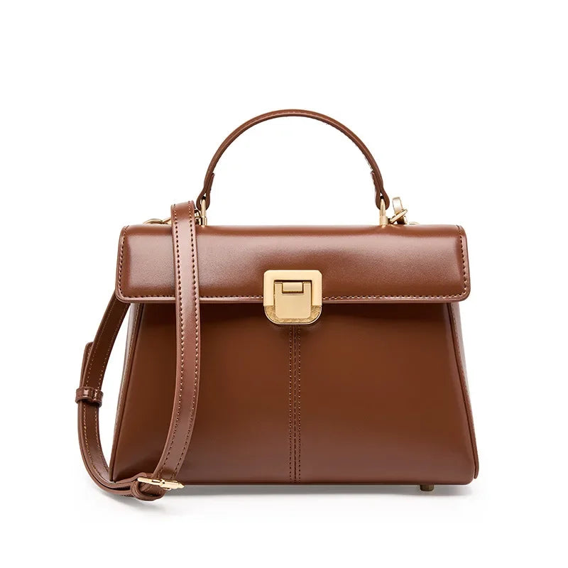 2025 Fashion Horseshoe Buckle Women's Bag, High-grade Cowhide Lock Zipper Design Women's Hand Bill Shoulder Bag Crossbody Bag