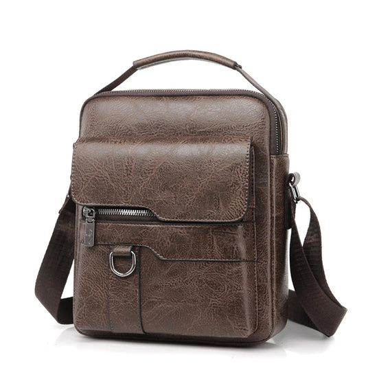 Business Men's Messenger Bag Brand designer PU Leather Retro Large-capacity Shoulder Bag Man Handbag Travel Backpack
