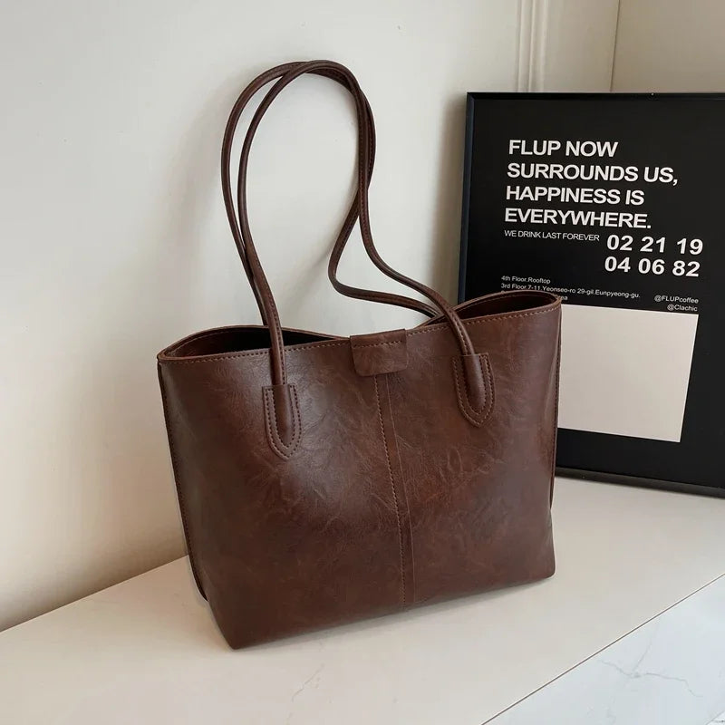 Senior Sense Retro Large Capacity Bag Woman,New Hip Shoulder Tote Bag for Fall 2024,Commuter Shoulder Bag,Versátil Bolsa Tote