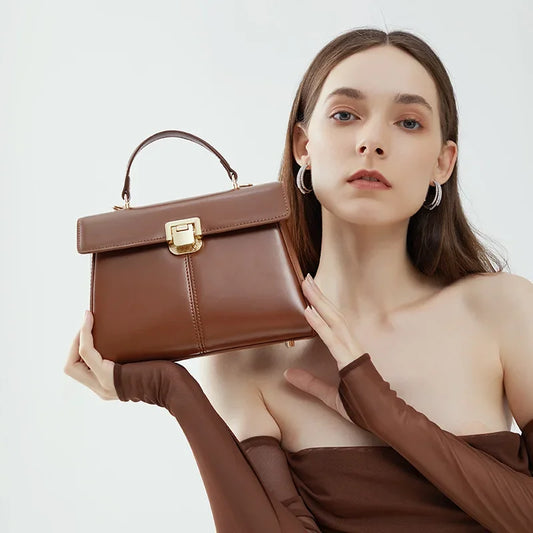 2025 Fashion Horseshoe Buckle Women's Bag, High-grade Cowhide Lock Zipper Design Women's Hand Bill Shoulder Bag Crossbody Bag