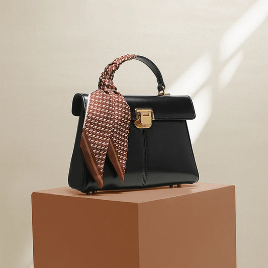 ITAMOOD Genuine Leather Women's Bag Luxury Branded Women's Handbag Fashionable and Versatile Crossbody Bag With Scarf Decor