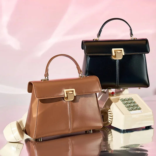 2025 Fashion Horseshoe Buckle Women's Bag, High-grade Cowhide Lock Zipper Design Women's Hand Bill Shoulder Bag Crossbody Bag