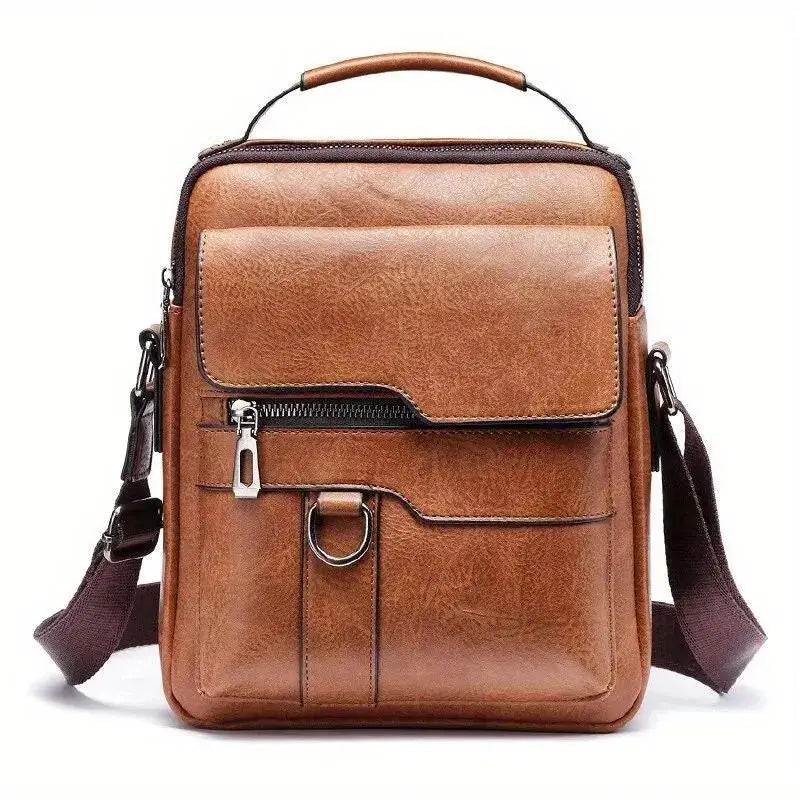 Business Men's Messenger Bag Brand designer PU Leather Retro Large-capacity Shoulder Bag Man Handbag Travel Backpack