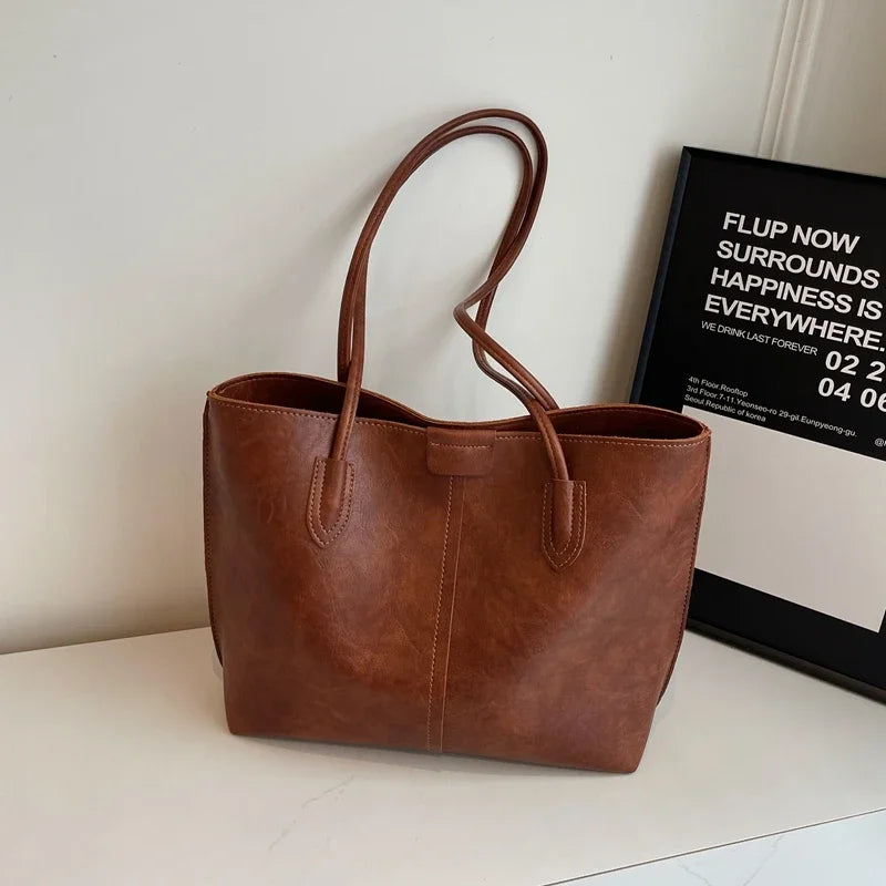 Senior Sense Retro Large Capacity Bag Woman,New Hip Shoulder Tote Bag for Fall 2024,Commuter Shoulder Bag,Versátil Bolsa Tote