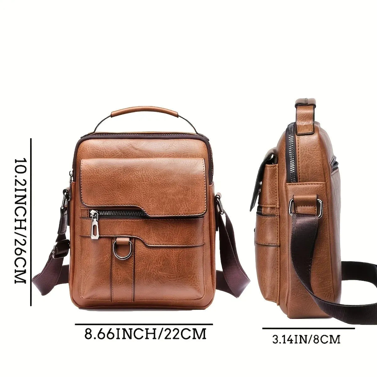 Business Men's Messenger Bag Brand designer PU Leather Retro Large-capacity Shoulder Bag Man Handbag Travel Backpack